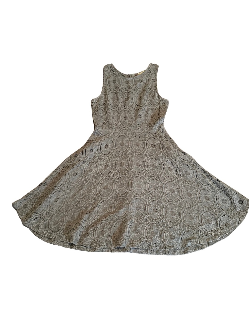 Altar'd State Gray Taupe Lace Fit Flare Skater Dress XS Lined Boho Cottagecore